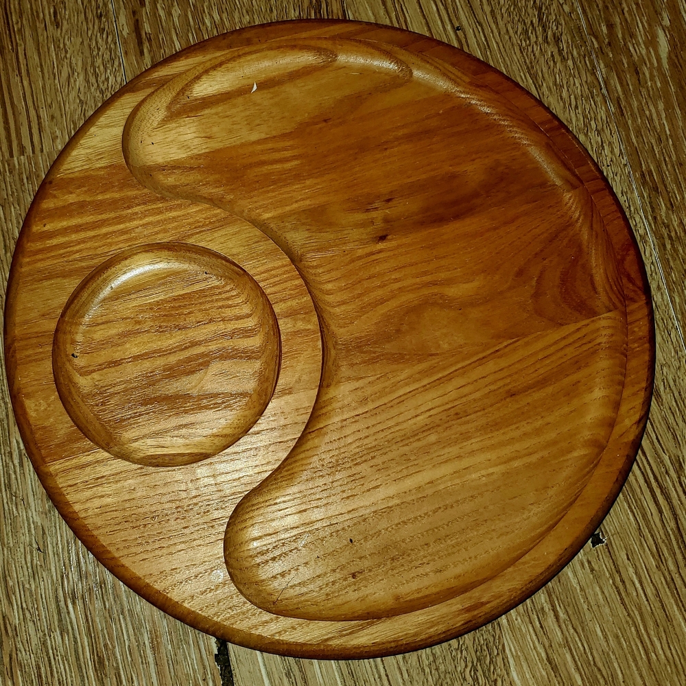 10' Elegant Hand Carved Wooden Serving Platter (USA Made)